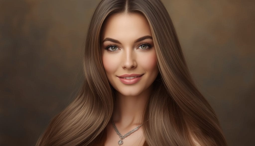 Belg Woman with silky healthy Long hair