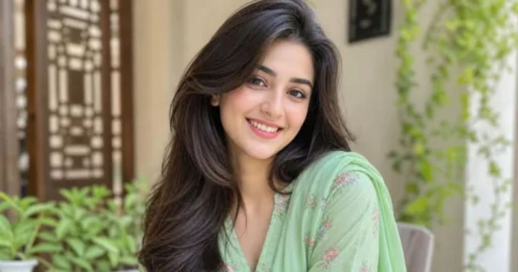 Happy Pakistani woman with soft shinning hairs