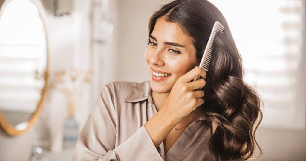 Smiling woman with healthy Long hair