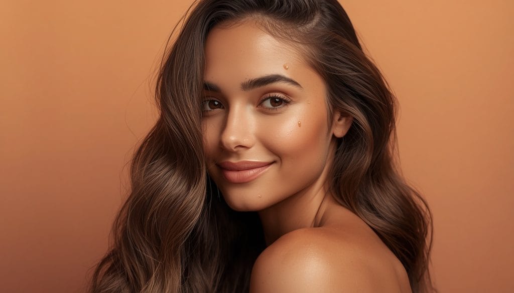 Young Woman with healthy hair after oiling