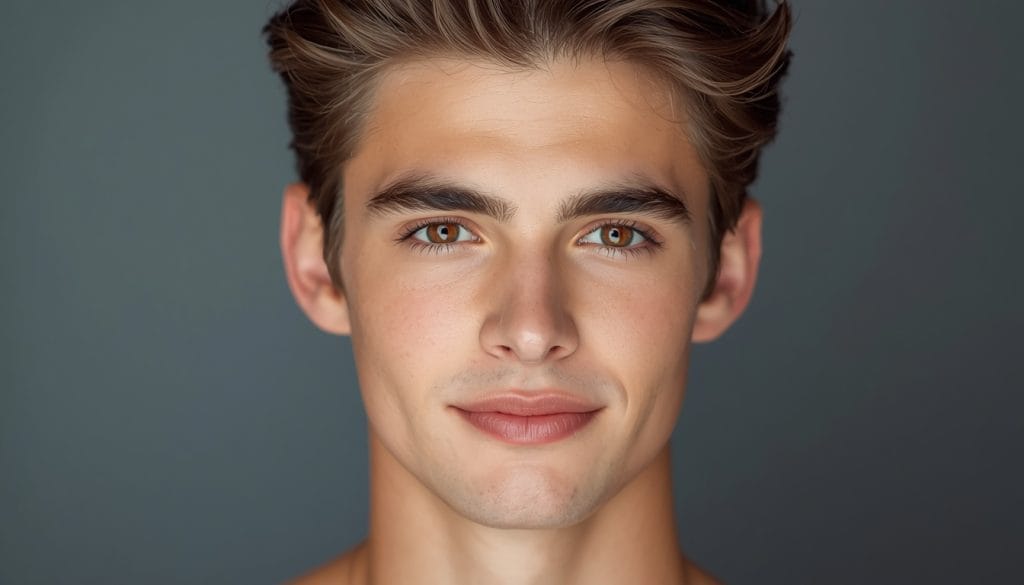 Young male with  healthy shiny hair