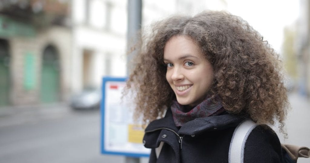 Woman with healthy curly hair