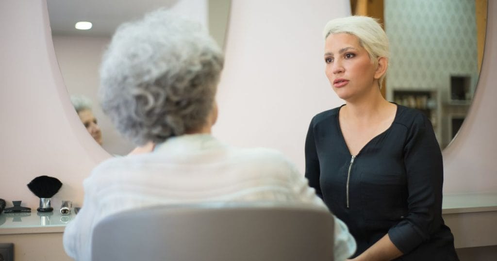 Woman with healthy grey hair